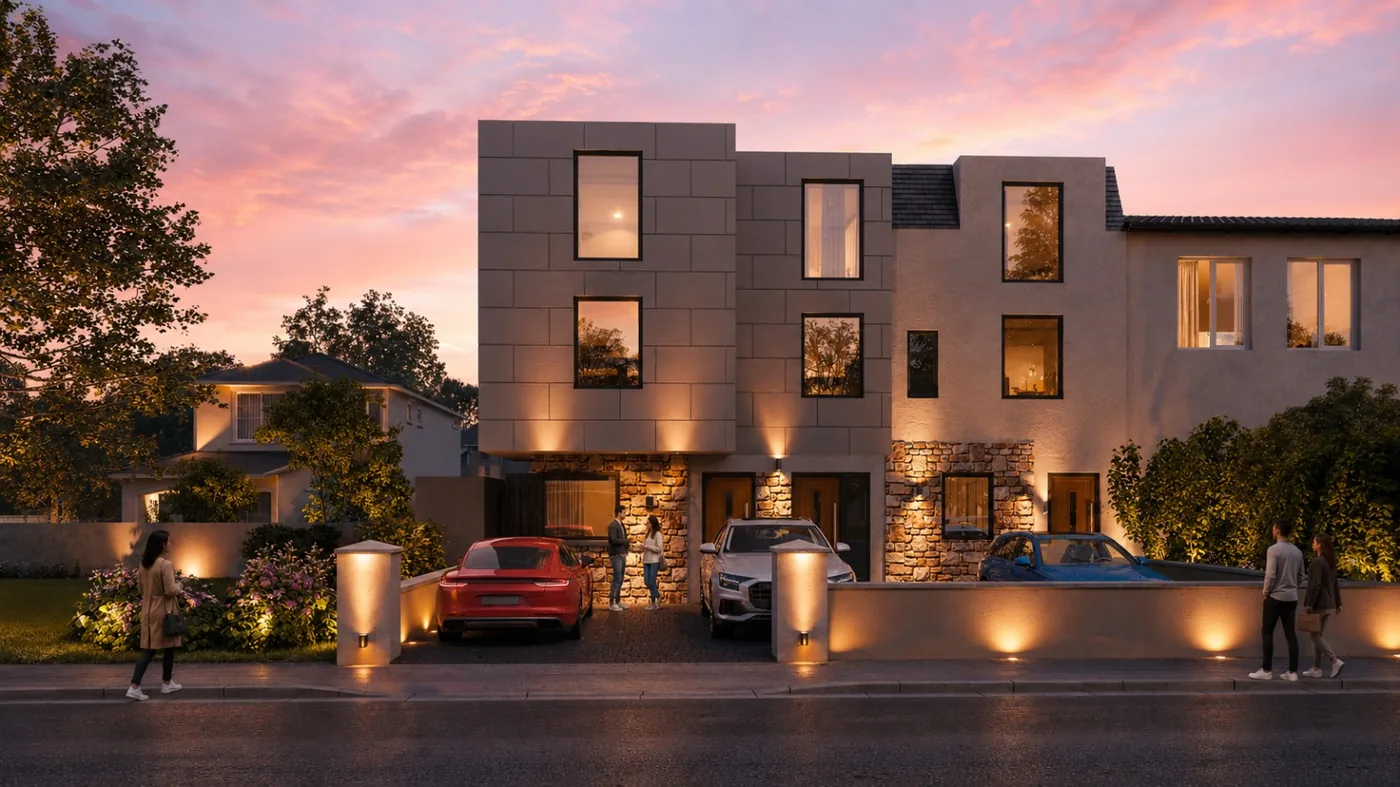 Townhouse and apartment concept render